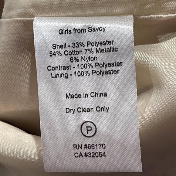 Girls From Savoy Womens Dress Dashed Gilt Strapless Metallic Gold Black 2 FG - Picture 3 of 4